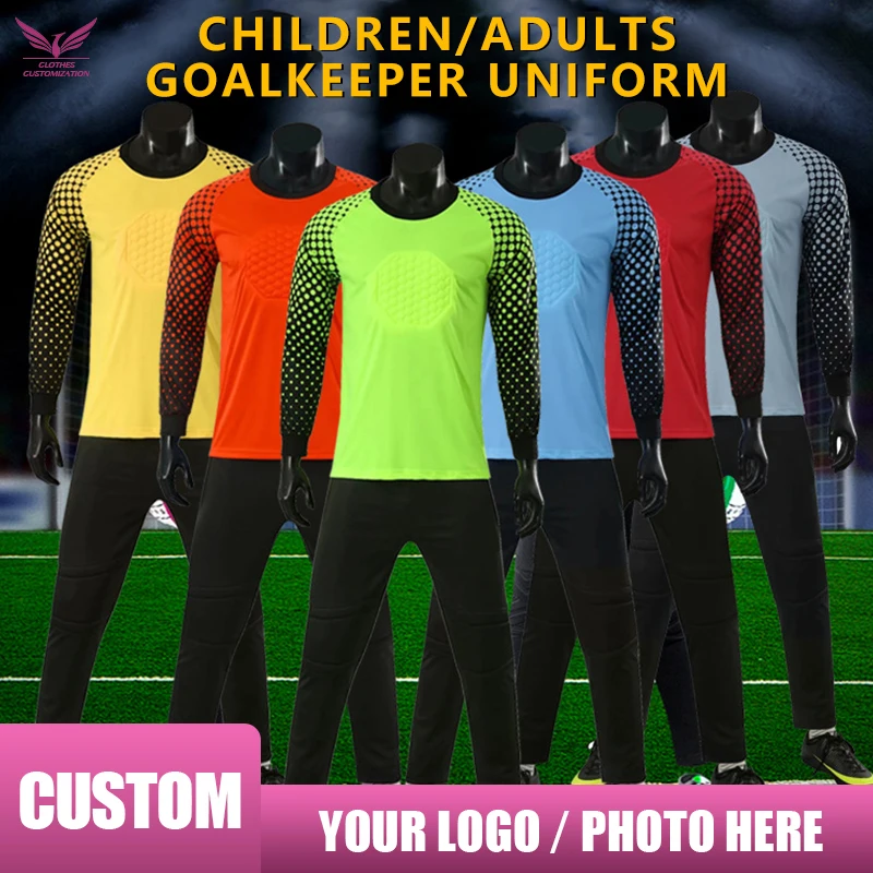 Custom Football jerseys Goalkeeper Shirts print logo Kid Football Team Jersey Uniform soccer wear goalkeeper Training Suit