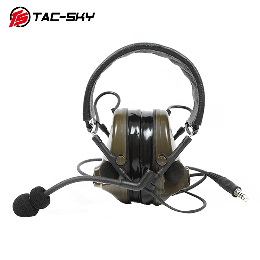 TS TAC-SKY COMTAC Tactical Headset COMTAC III Noise Cancelling Pickup Walkie Talkie Hearing Protection Shooting Headset