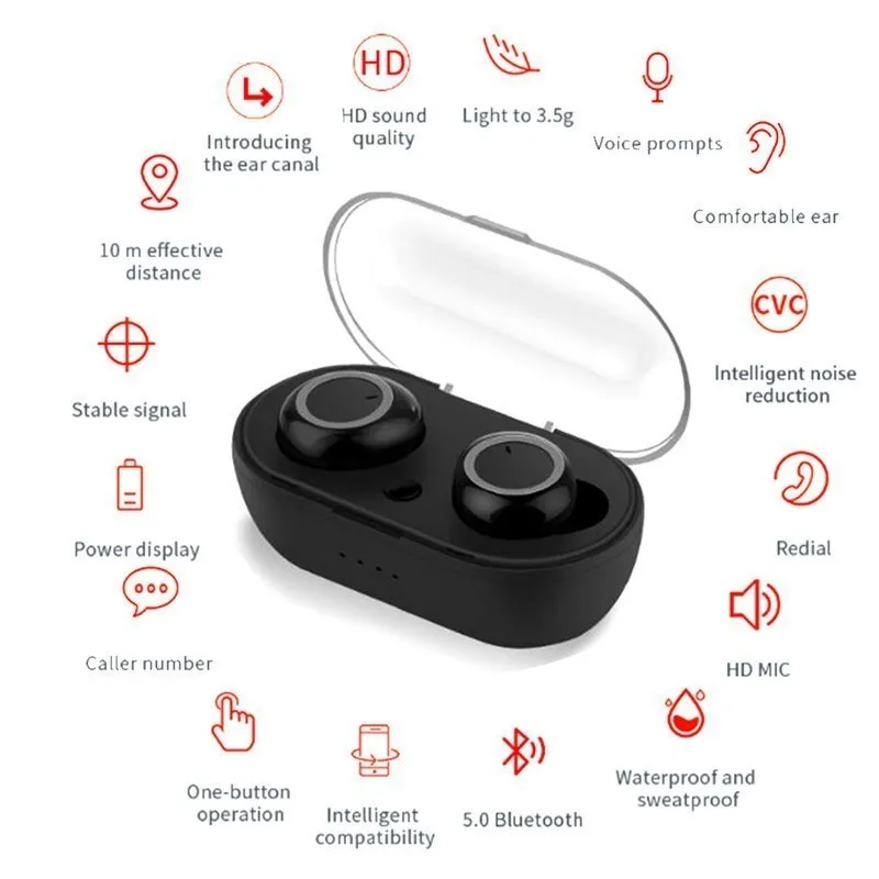

Y50 TWS Bluetooth Earphone 5.0 Wireless Headset IPX7 Waterproof Deep Bass Earbuds True Wireless Stereo Headphone Sport Earphones