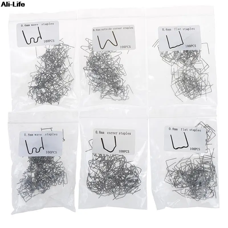 

Universal 100 Pcs/Set Precut 0.6mm-0.8mm Hot Wave Flat Staples For Plastic Stapler Repair Welder Repair Tool