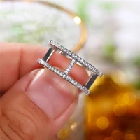 new geometric design chic women finger rings with shiny crystal cz stone fashion versatile female jewelry high quality rings