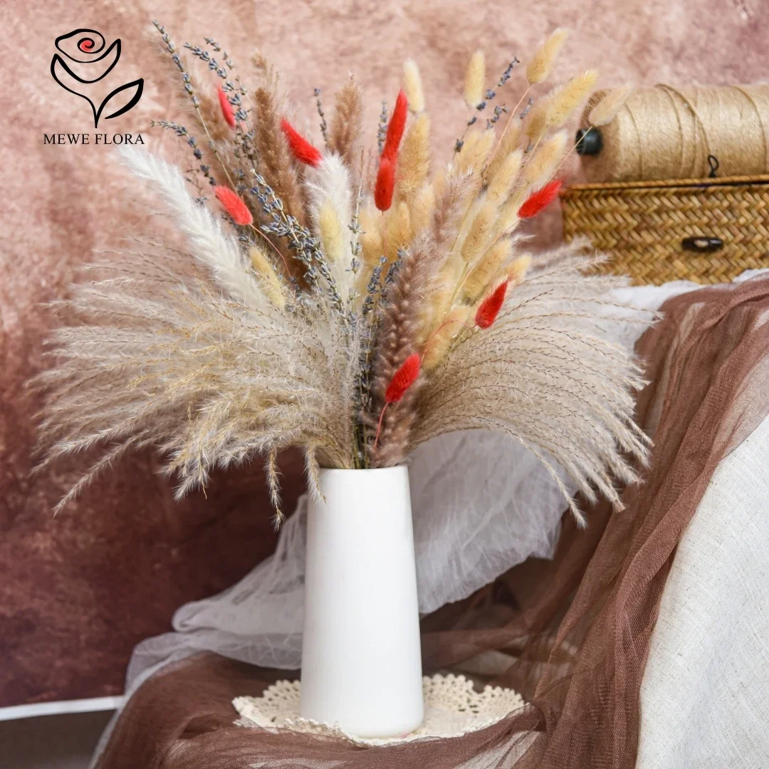 

Pampas Natural Dried Flowers Bouquet Boho Home Decor Artifical Flower Rabbit Tail Grass Wedding Christmas Decoration Accessories
