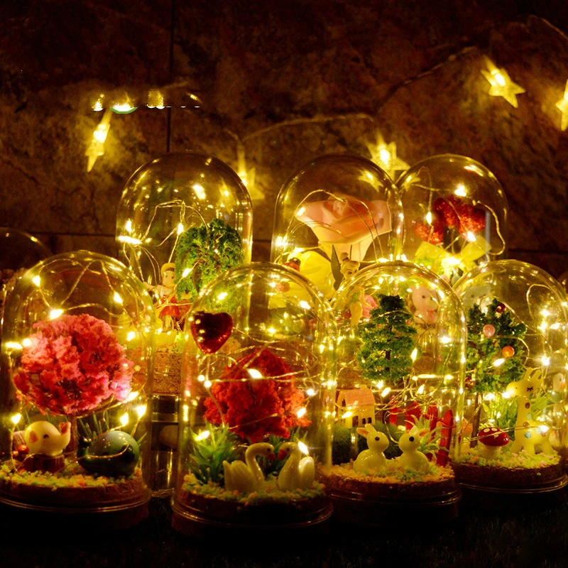 

DIY production of forest micro-landscape crystal glass ecological bottle with lighting material craft kit arts and crafts