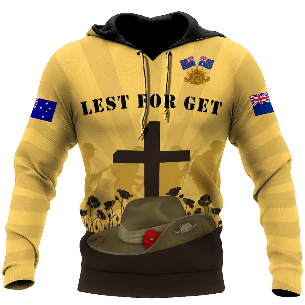 

Мужская толстовка CLOOCL Lest We забудьте о дне Anzac, 3D пуловер в стиле Харадзюку, спортивный костюм унисекс, Мужская толстовка азиатского размера, ...