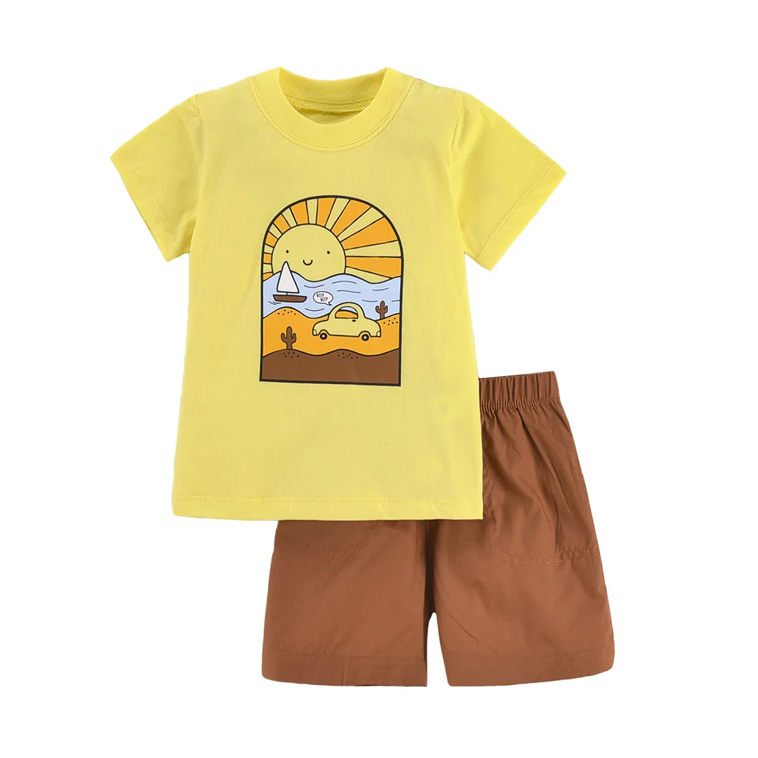 Летняя одежда для маленьких мальчиков комплекты летней одежды новорожденных