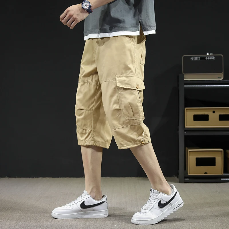 Шорты мужские хлопковые в стиле милитари штаны-карго со множеством карманов