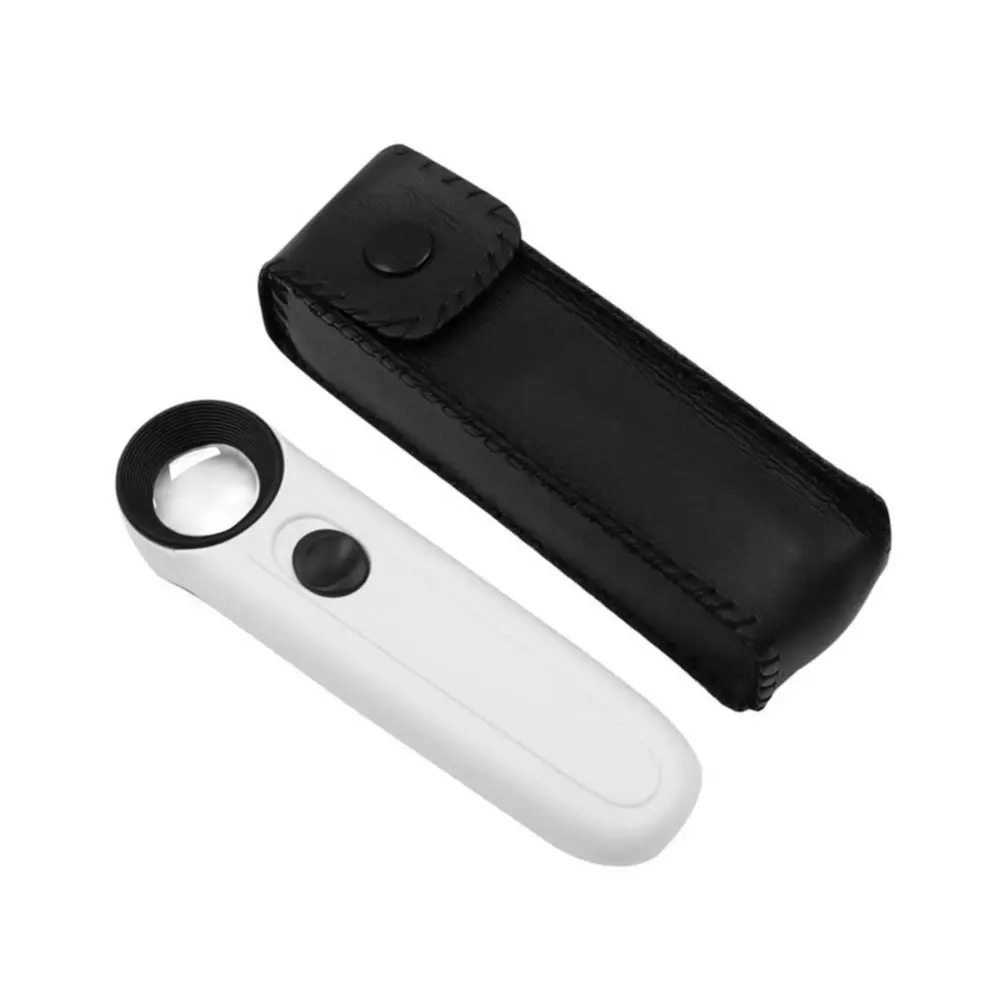 

40X Handheld Magnifying Glasses Illuminated Magnifier Loupe with 2 LED Light Jewelry Repair Tool for stamps circuit boards