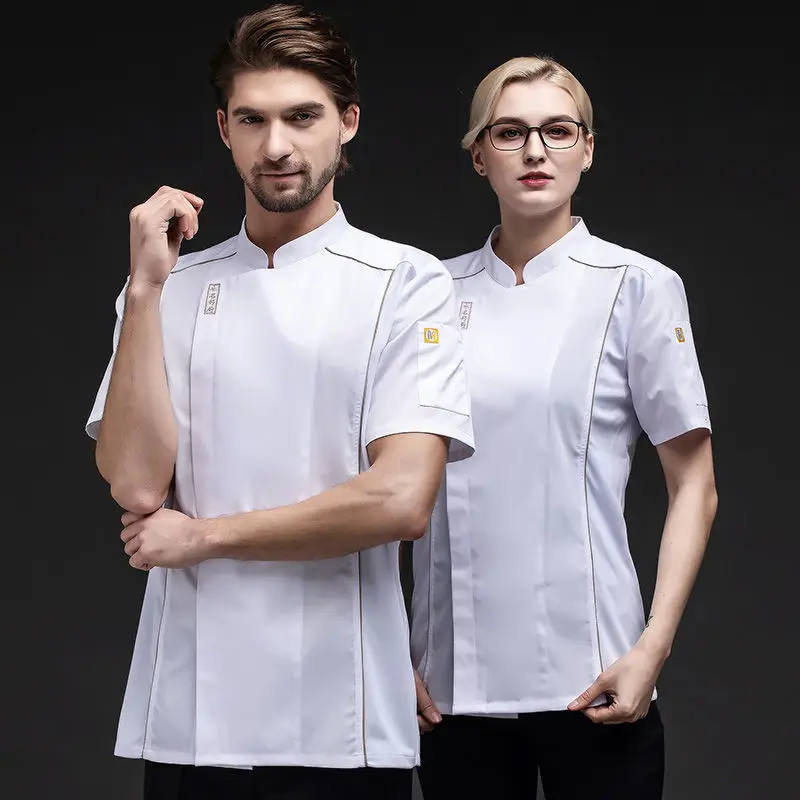 Camisa de Chef Unisex, uniforme de cocina, Catering, Chef, uniforme de trabajo, Hotel, Tops de doble botonadura, chaquetas de trabajo, abrigos, hombres y mujeres