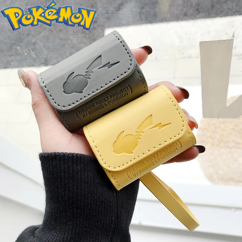 

Bluetooth-гарнитура Pokemon защитный чехол кожаный желтый серый Пикачу японская анимация подарок на день Святого Валентина Рождество