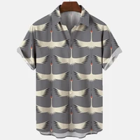 2022 animal red crowned crane trend man 3d shirts hawaiian shirt men clothes loose mens shirts summer male shirt street top