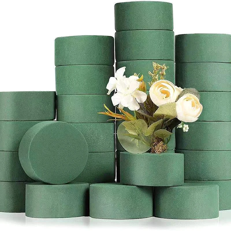 

10Pcs 8x4CM Round Cylindrical Flower Mud Dish DIY Craft Floral Arrangement Wet Foam Block Fresh-Keeping Brick Party Decoration