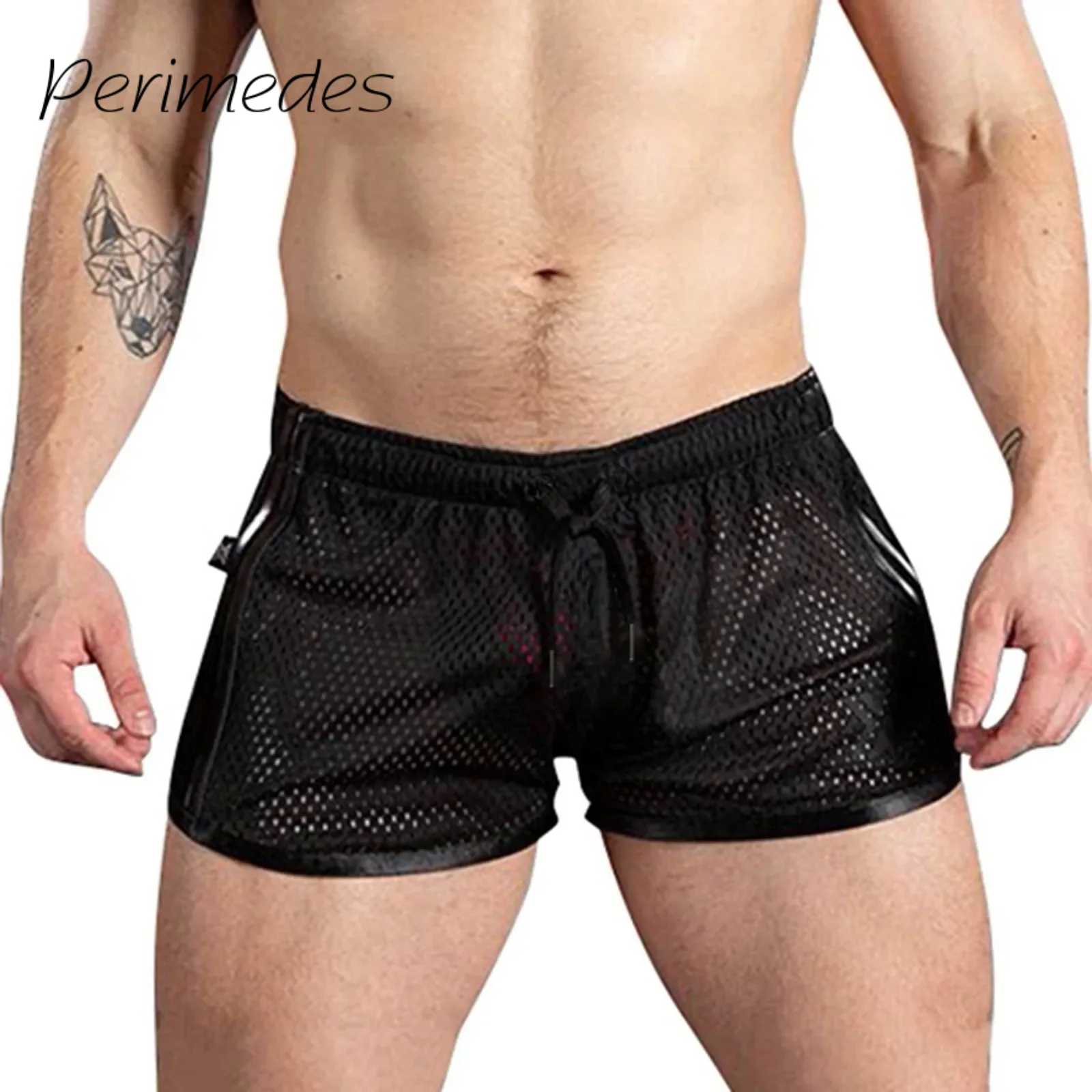 Мужская пляжная одежда повседневные шорты для фитнеса 2024 однотонные с сеткой