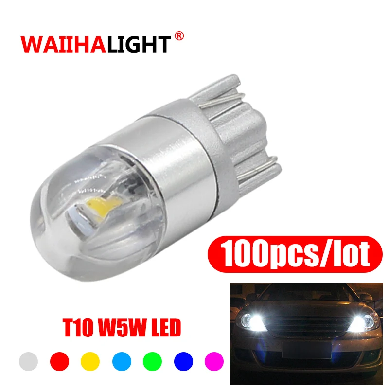 

100pcs Wholesale W5W LED T10 3030 2 SMD Auto Lamps Car Styling 501 168 194 License Plat Light Parking Light White