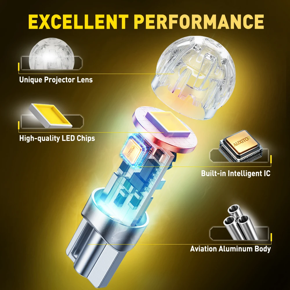 Фото 2 шт. светодиодных ламп AUXITO T10 W5W с защитой от ошибок для внутреннего освещения, чтения, подсветки салона, для BMW, VW, Audi, Ford, белый, красный, оранжевый, 12В, лампы, светодиодные лампочки, ампулы. №5