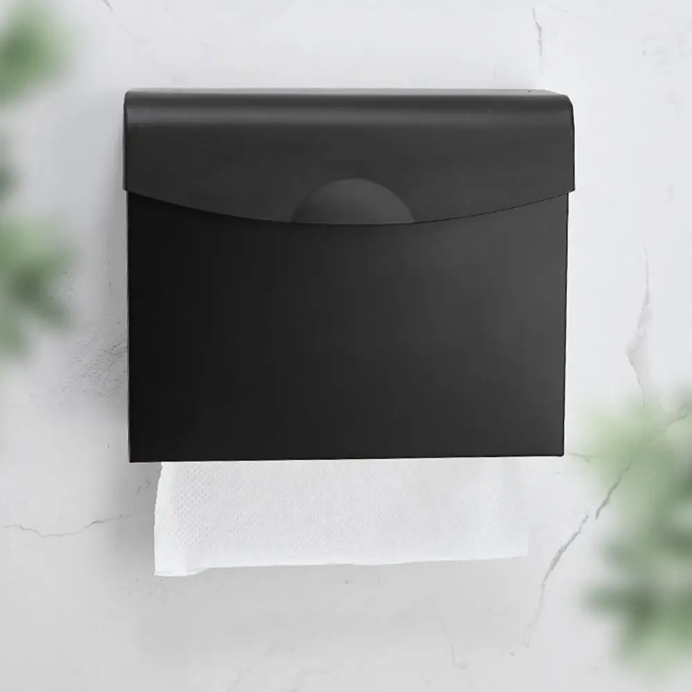 

Tissue Box Wall-mounted Waterproof Dust-proof Punch Free Easy Access Storage Space Aluminum Flip Top Toilet Paper Holder