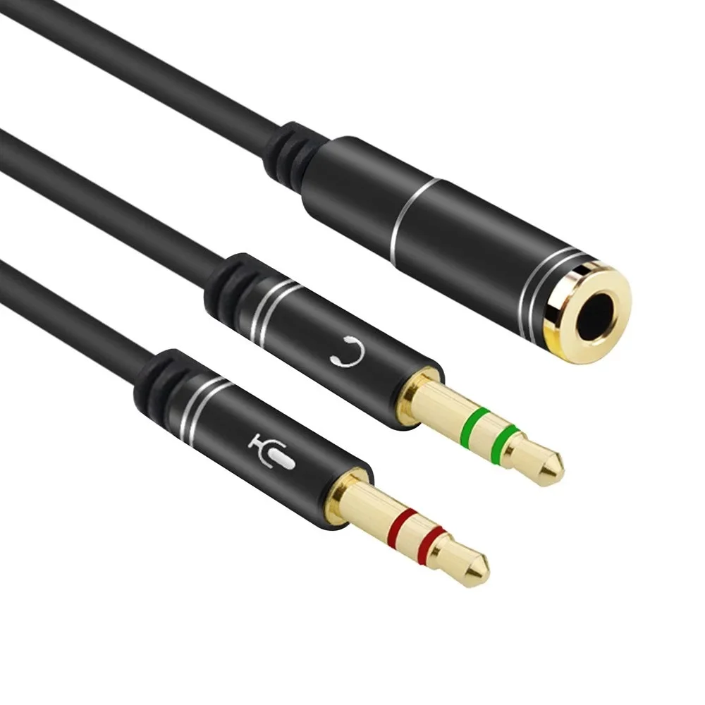 CYDZ Dual 3.5mm Male to Single Female Headphone Microphone Audio Splitter Cable for Cell Phone &amp Tablet Laptop Black Color |
