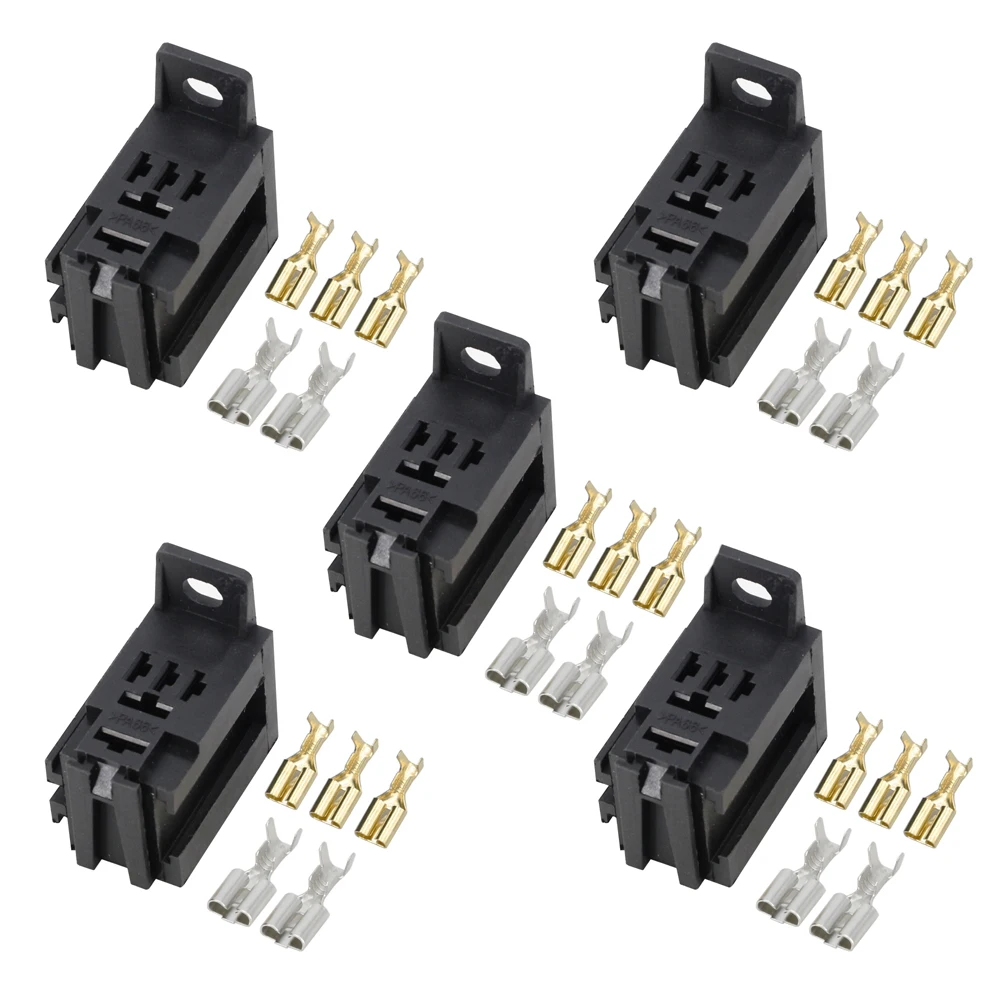 5 Sets/Lot Violet Car Relay Socket without Wire with Terminal Modified Nylon Flame Retardant