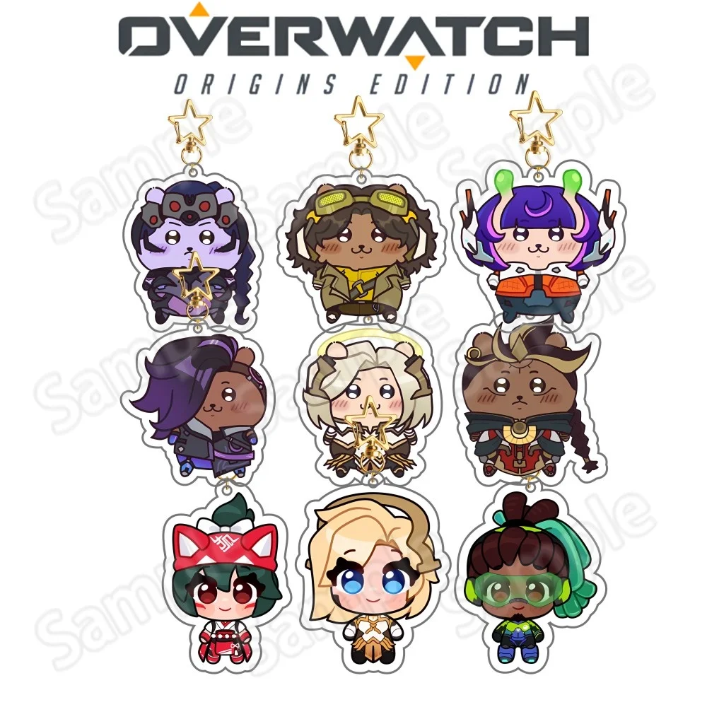 Фото Новые акриловые фигурки-брелоки Overwatch 2 (6 см): Зен'ата, Маккри и D.Va. Коллекционные игровые сувениры, украшение для рабочего стола, для фанатов. №1