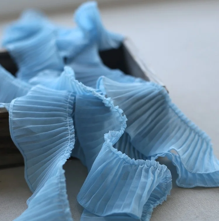 5 см ширина 4 метра/лот белый/розовый шифон с кружевной отделкой плиссированная