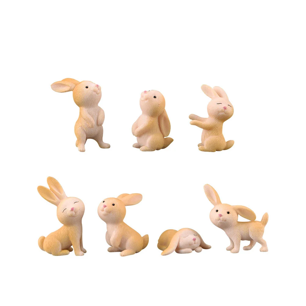 

Rabbit Figurine Resin Bunny Miniature Ornament Mini Figurines Sculpture Desktop Cartoon Easter Statue Ornaments Decoration