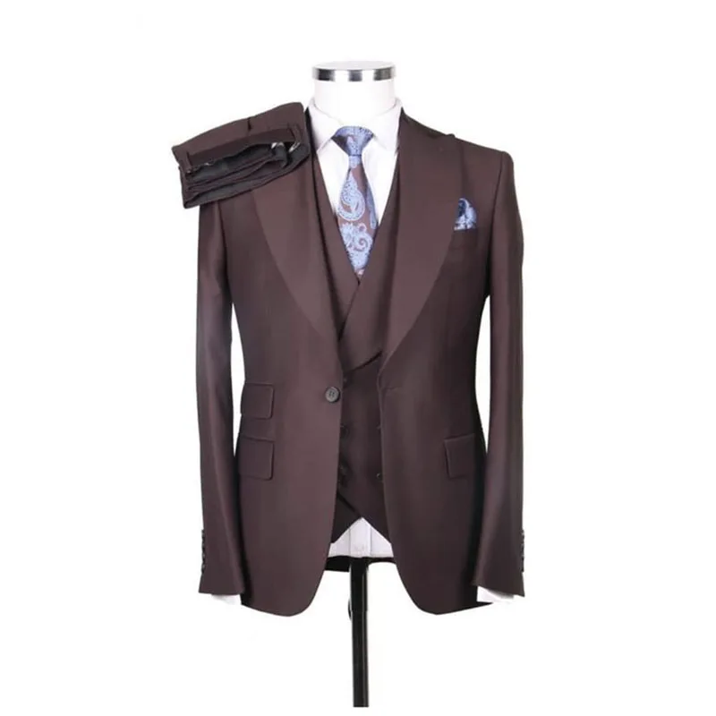 

Модный Блейзер, мужские костюмы для мужчин, однобортный пиджак с заостренным воротником, индивидуальный пошив, костюм из трех предметов, куртка, брюки, жилет, 2023