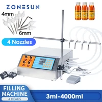 zonesun 4 heads liquid filling machine 3 4000ml for water juice essential oil perfume electric digital control pump filler
