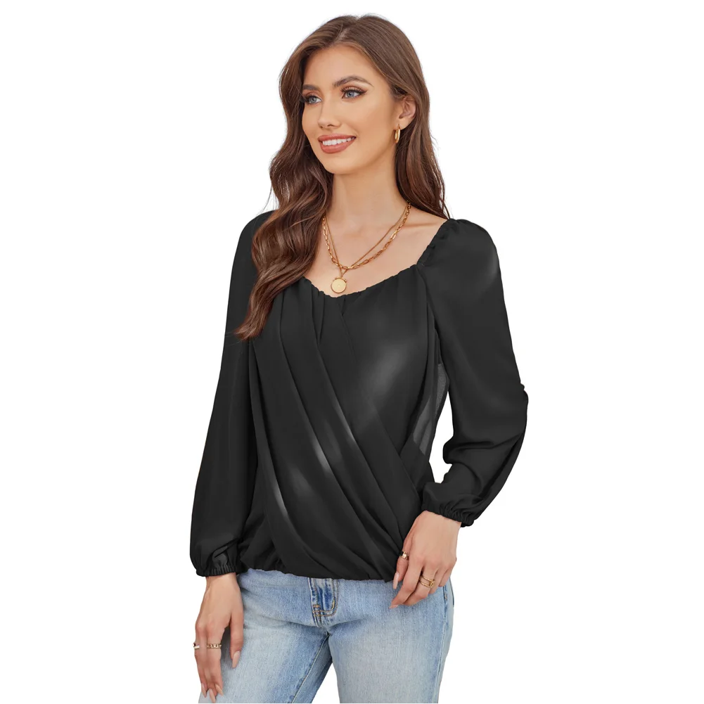 Женские топы из контрастной ткани GK Повседневный пуловер с длинным рукавом и