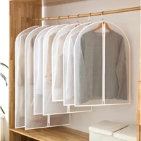 5pcs peva clothes dust cover fabric case suit cover for home household hanging type coat suit protect storage bag