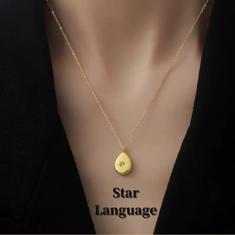 Классическое ожерелье с подвеской в виде капли воды и октаграммой для женщин