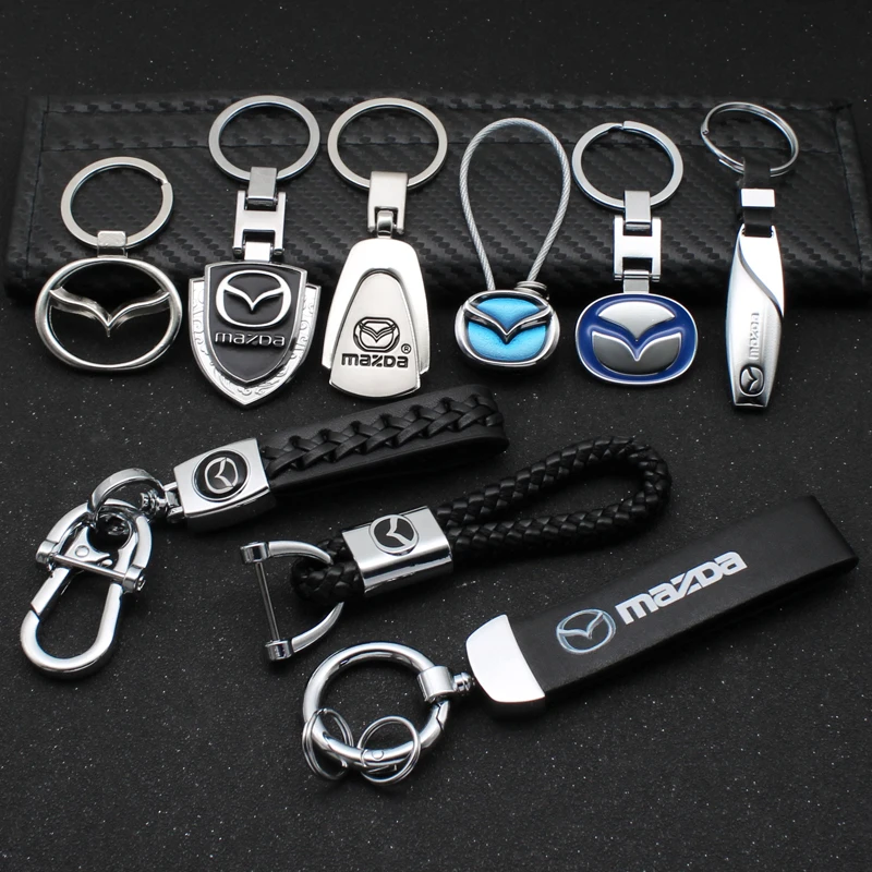 

3D Metal Leather Car Emblem Badge Keychain Key Rings for Mazda 3 6 BK GH 2 CX5 MX5 CX7 CX9 RX8 MX3 MS MP Accessories car styling