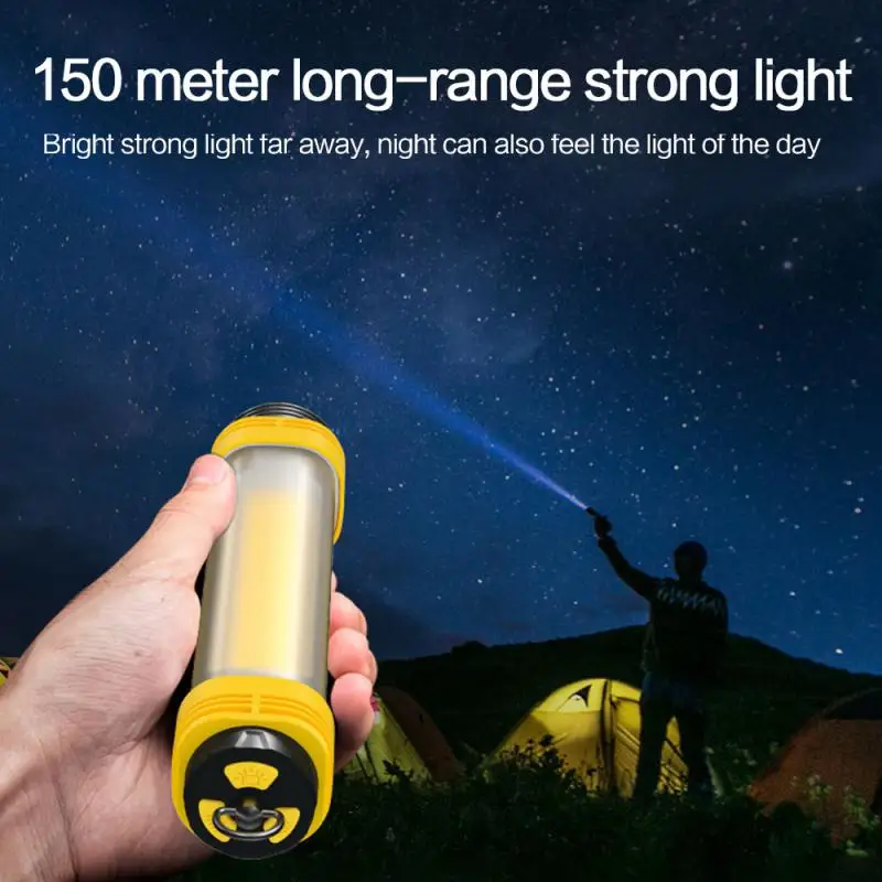 

Multifunctional COB camping light outdoor auto repair work glare flashlight safety hammer with alarm New life grade waterproof