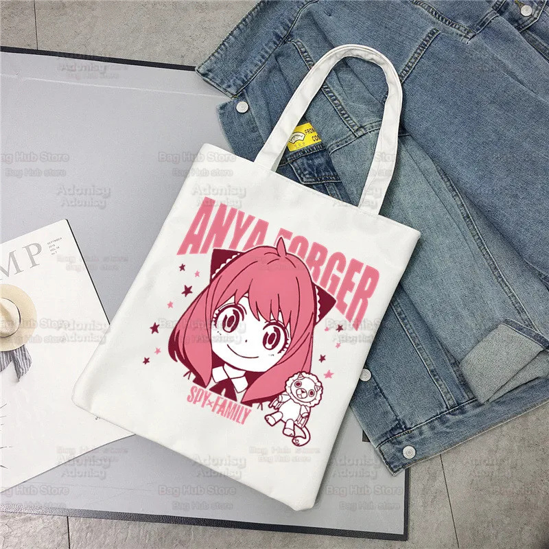 

Spy x Family Anya Smug Tote Bag Unisex Canvas Bags Anime Anya Forger Shopping Bags Printed Casual Shoulder Bag Foldable