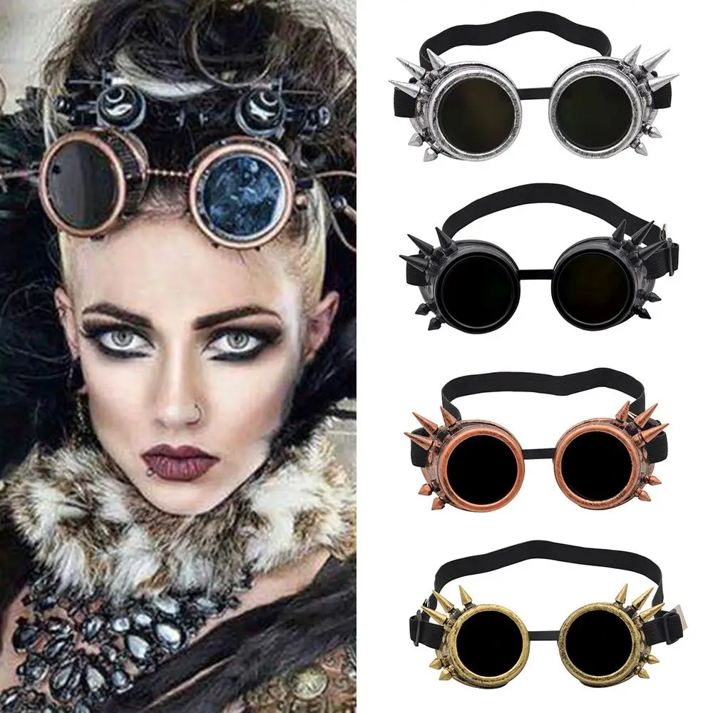 

Outdoor Sunglasses Rivet Spiked Cosplay Goth Motorcycle Goggles Steampunk Round goggle
