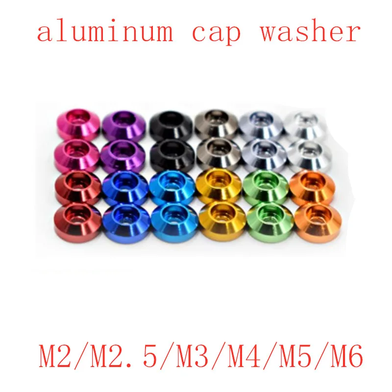 

10pcs/lot cap head Crown aluminum washer M2 M2.5 M3 M4 M5 M6 Corlorful Aluminum Alloy Cap Head Gasket washer for RC parts