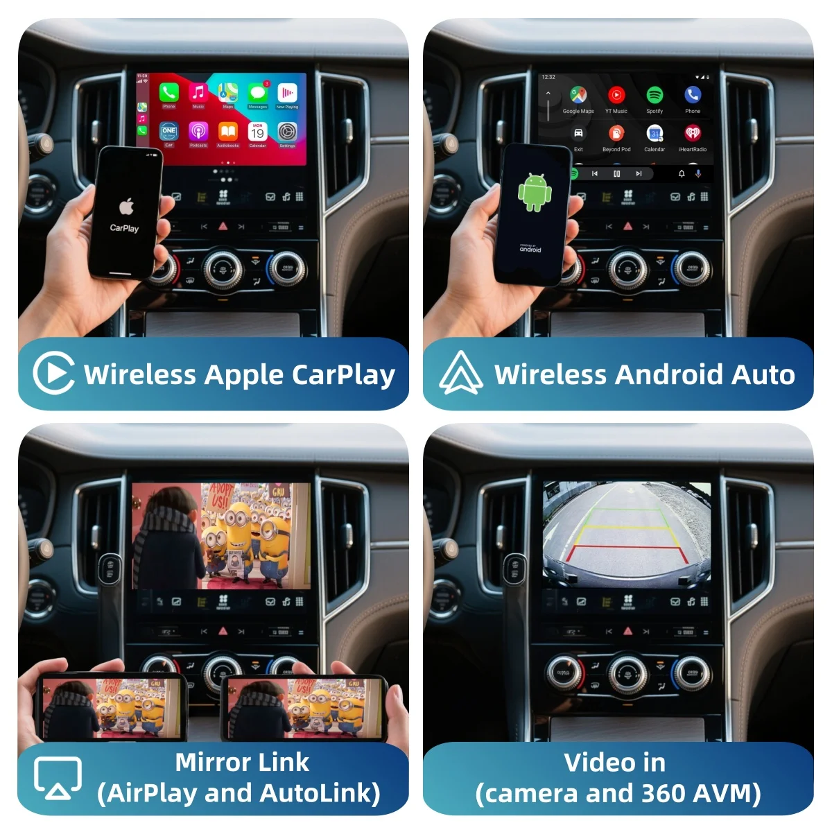 Фото Беспроводной интерфейсный модуль Dinpei для CarPlay и Android Auto   MIB3 A4 2020-2023 Дисплей с функцией Mirror Link и камерой №4