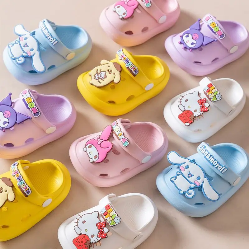 

Kawaii Children Sandal Sanrio Kuromi Cartoon Cute My Melody Summer Anti-Slip Sandal Anime Cinnamoroll Soft Household Shoes Gifts