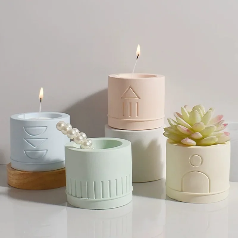 Бетонная чашка для свечей силиконовая форма сделай сам цилиндр с геометрическим