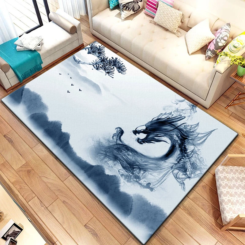 Chinese Dragon Printed  Area Large Rug ,Carpet for Living Room Bedroom Sofa Decoration, Non-slip Floor Mats Dropshipping Anime