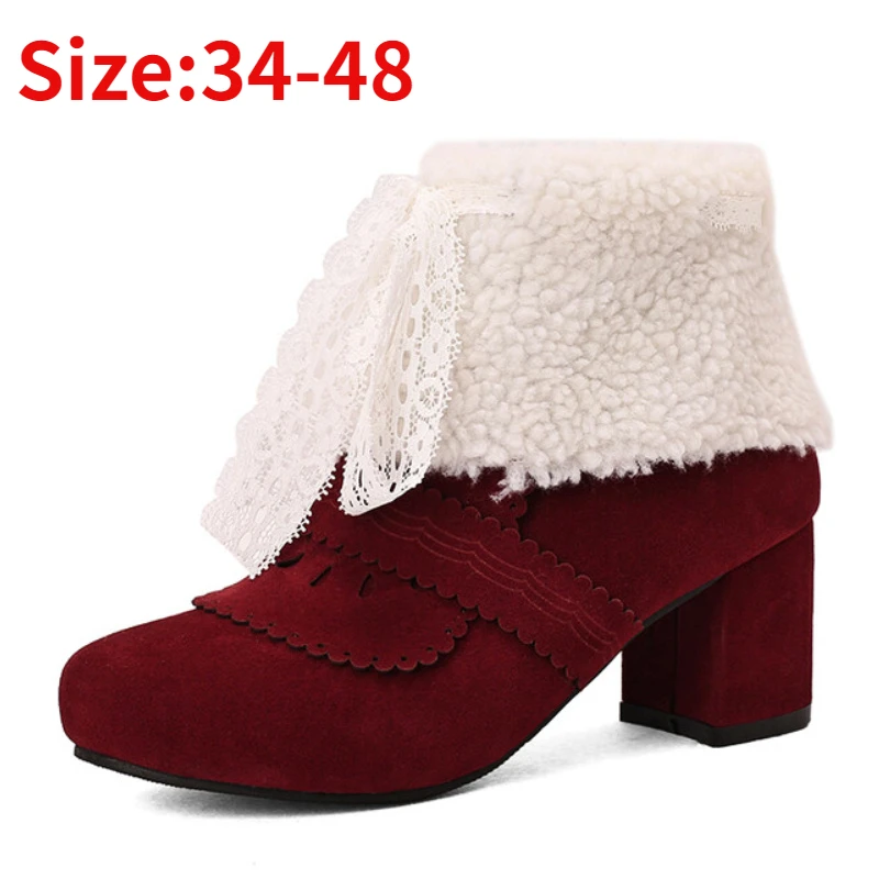 

ZIXIYUA ZA Ladies Boots, Women, 2022 Autumn / Winter Fashion Sweet Thick Heels, Lolita Shoes, Plus Size 46 48 Boats Ankle, Boats