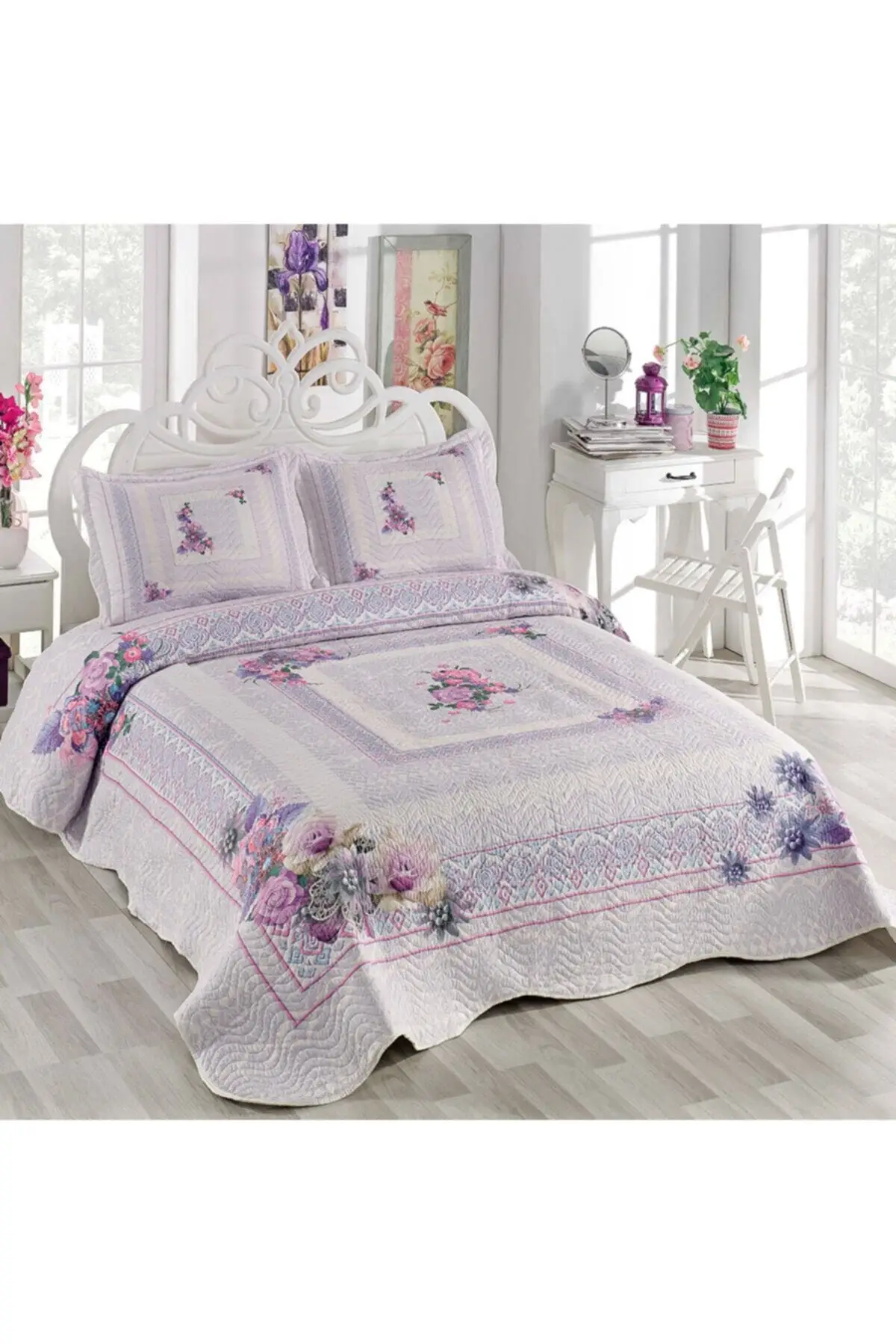 

Berry Double Bed Cover Cotton-Polyester 255x260 arafsz Purple