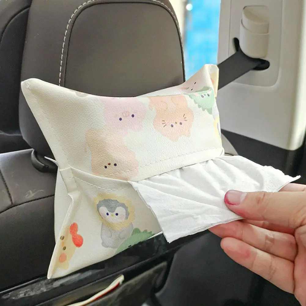 

Cute Cartoon Car Tissue Box Seat Back Hanging Storage Bag Pouch Multi-functional Home Container Napkin Papers Holder Case