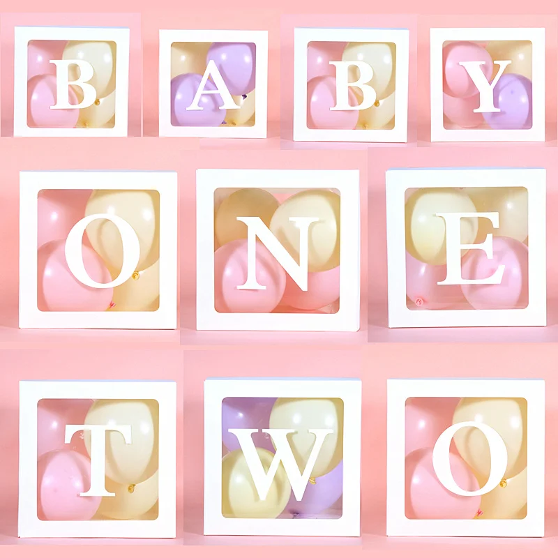 

Прозрачная коробка с надписью размером 30 см, Детские шарики на день рождения, праздник для маленьких мальчиков и девочек, украшения для перв...