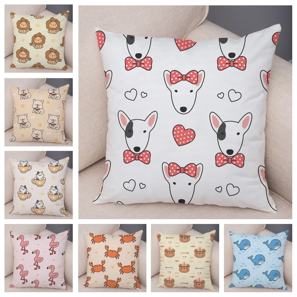 

Cute Cartoon Patchwork Animal Cushion Cover Decorative Dog Lion Flamingo Elephant Pillowcase Children's Room Sofa