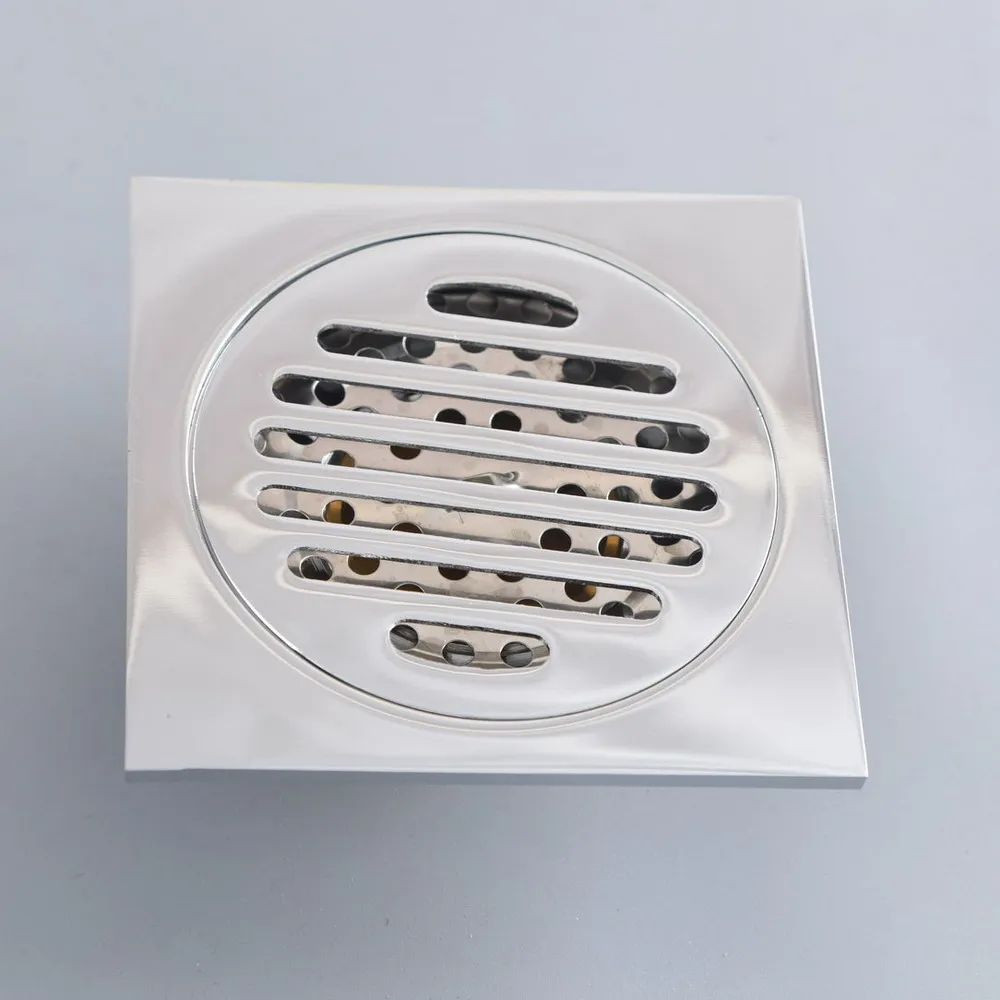 Полированная хромированная латунь квадратный слив для ванной комнаты решетка