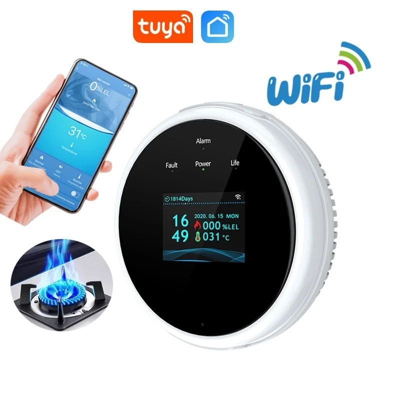 

WiFi детектор утечки газа Tuya умный дом датчик утечки светодиодный дисплей детекторы утечки природного газа сигнализация
