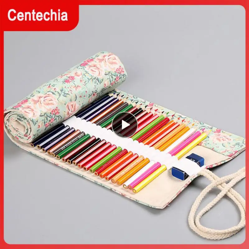 

Canvas Stationery Storage Small Floral Bold Binding Rope Pen Curtain Easy Access Stationery Box Storage Bag Fresh And Simple