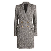 high street newest fall winter 2022 designer coat womens double breasted lion buttons herringbone wool blends coat