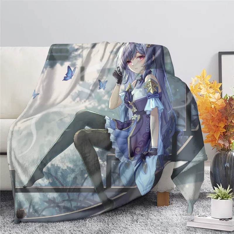 

Genshin Impact Design Sofa Throw Blankets 2022 New Game Cool Xiao Print Bedspreads For Teenager Home Textile Autumn Plaid Mantas