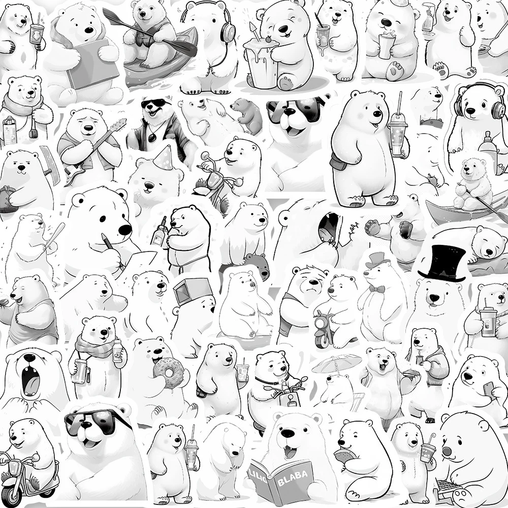 

10/30/50pcs Polar Bear Cartoon Stickers Kawaii Animal Decals Waterproof DIY Phone Scrapbooking Stationery Sticker for Kids Toys