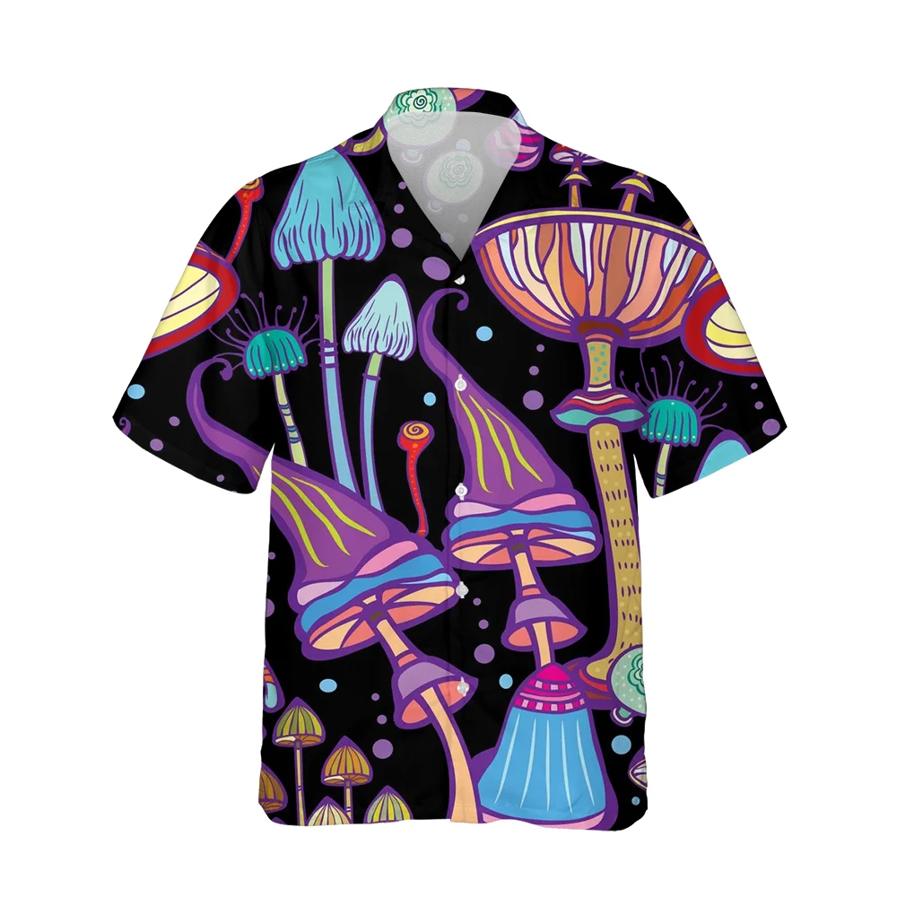 

Jumeast New 3d Harajuku Magic Mushroom Printed Hawaiian Funny Shirt Men Short Sleeve Shirts Mens Fashion Casual Trend Streetwear